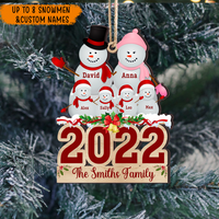 Thumbnail for Personalized 2022 Snowman Family Gift Printed Acrylic Ornament, Customized Holiday Ornament DUNG-DIEP