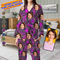 Thumbnail for Personalized Custom Face Husband Wife Camo Hunting Pattern Pajamas Set, Funny Gift For Hunting Lover CHI-YEN