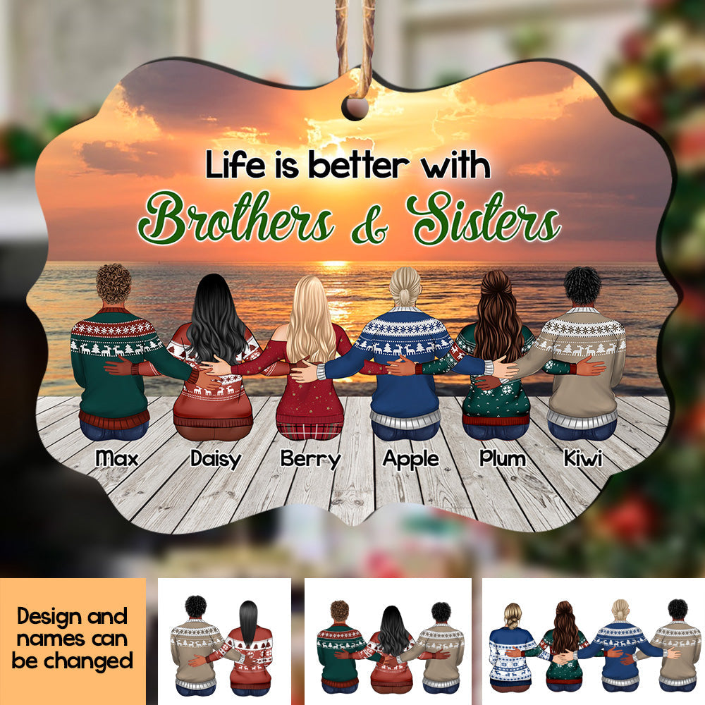 Personalized Family Members Brother Sister MDF Ornament CHI-YEN