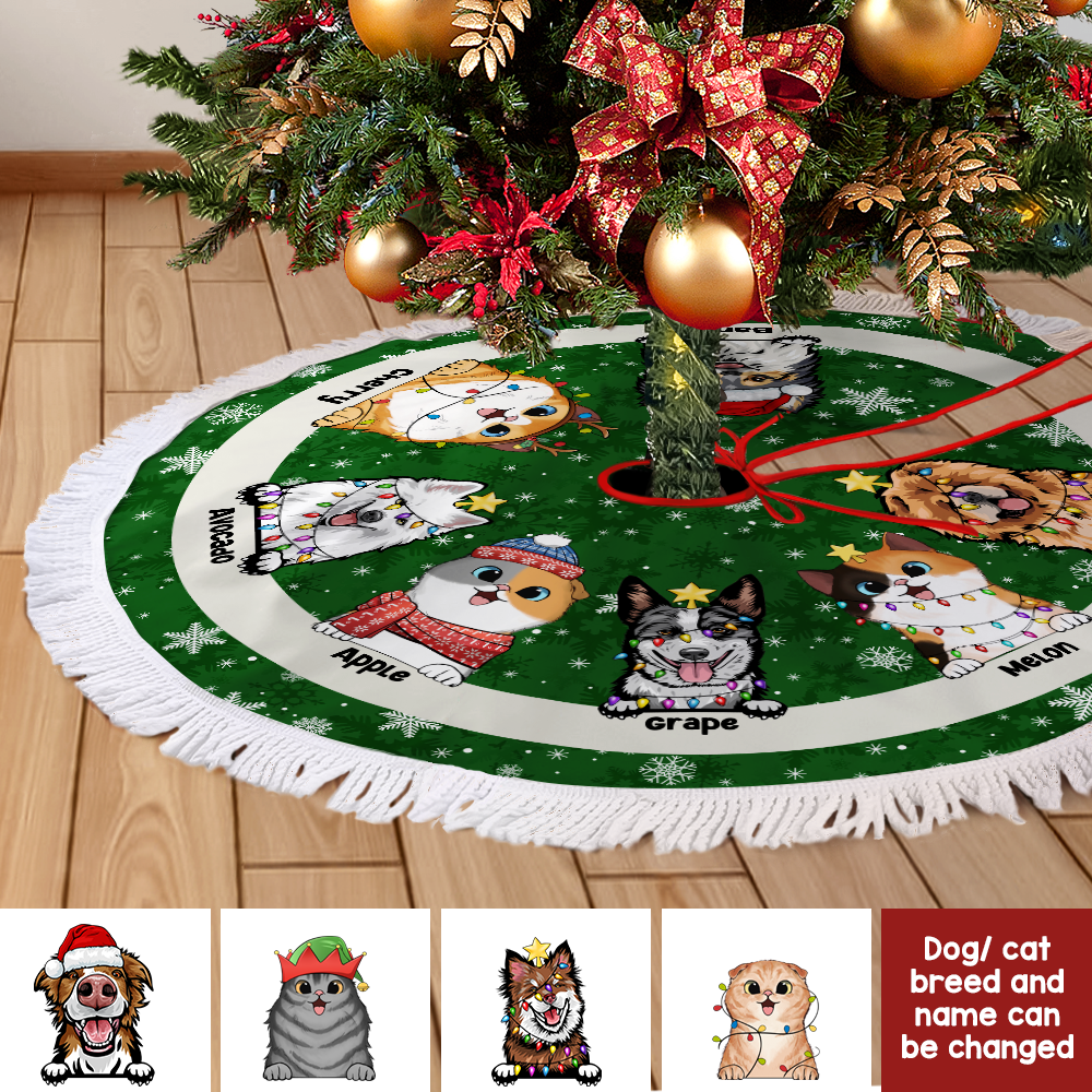 Personalized Dog Cat Mom Christmas Tree Skirts, Chritsmas Decor, Gift For Dog Lovers CHI-YEN