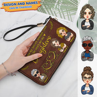 Thumbnail for Personalized Mom Grandma Connect Heart To Heart Leather Handbag, Gift For Mother's Day JonxiFon