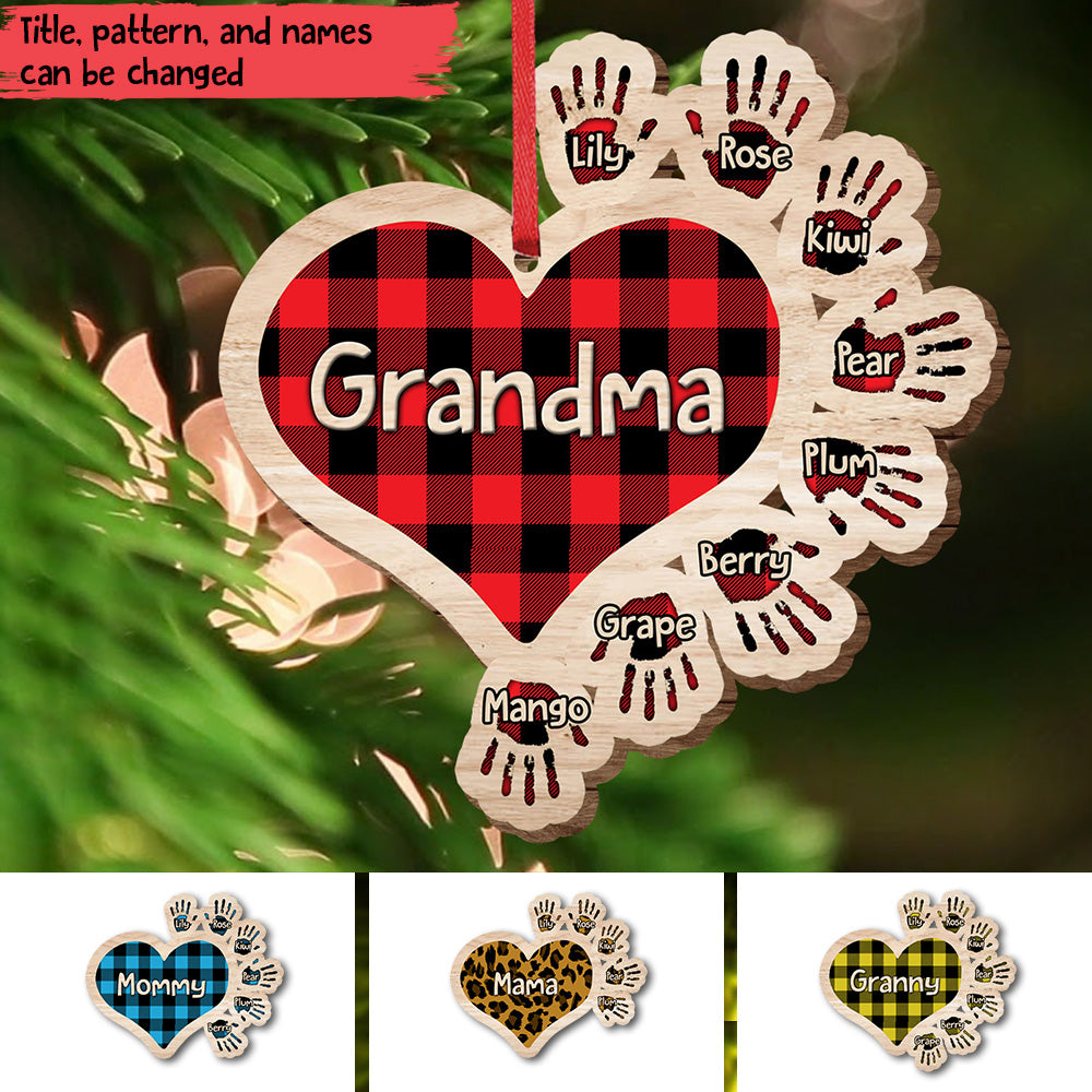 Gift For Grandma Hands Christmas Wood Ornament, Customized Holiday Ornament CHI-YEN