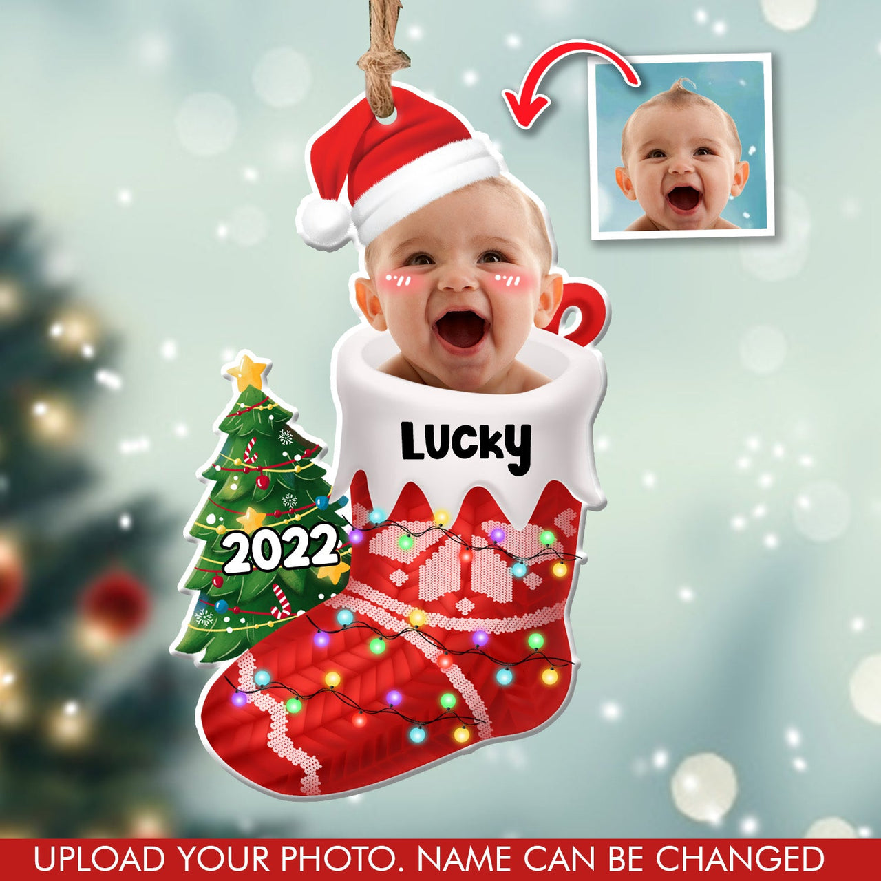 Upload Photo Baby First Christmas Acrylic Ornament, Customized Holiday Ornament CHI-YEN