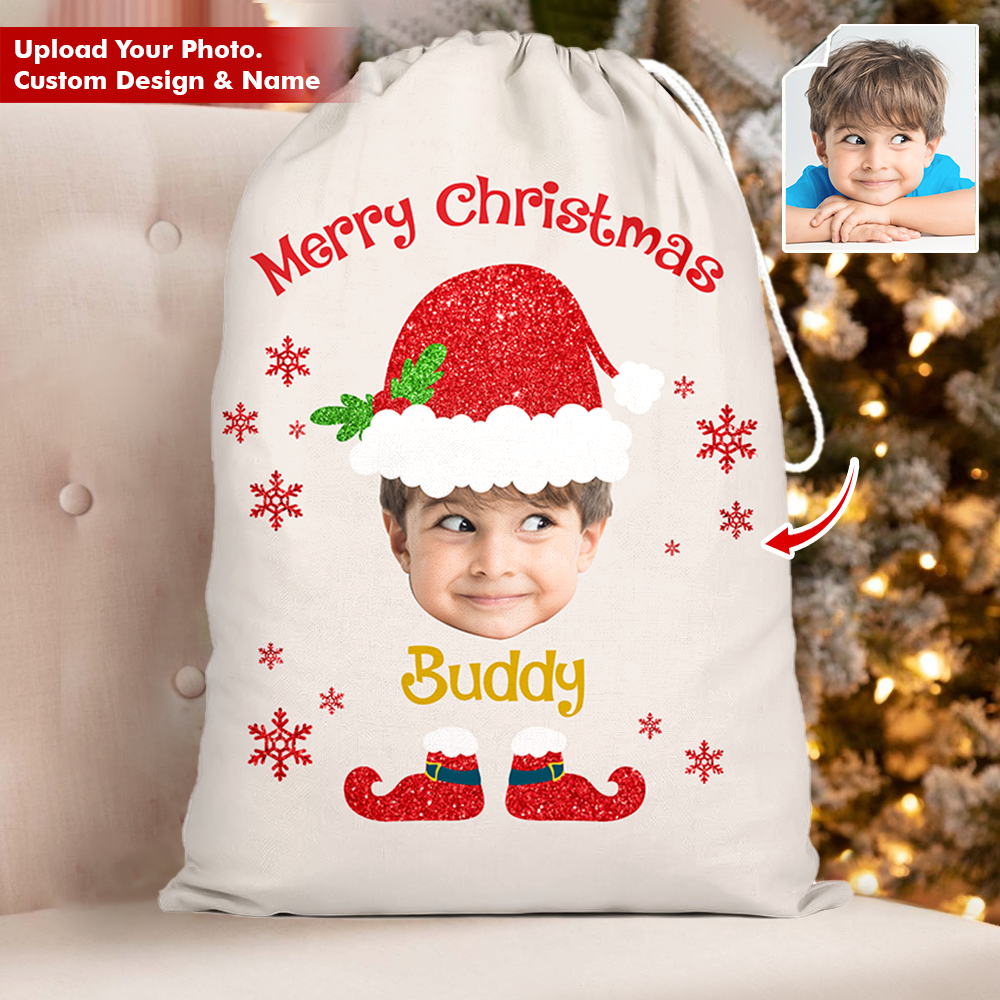 Custom Face Photo Baby Claus Family Christmas Bag, Christmas Gift