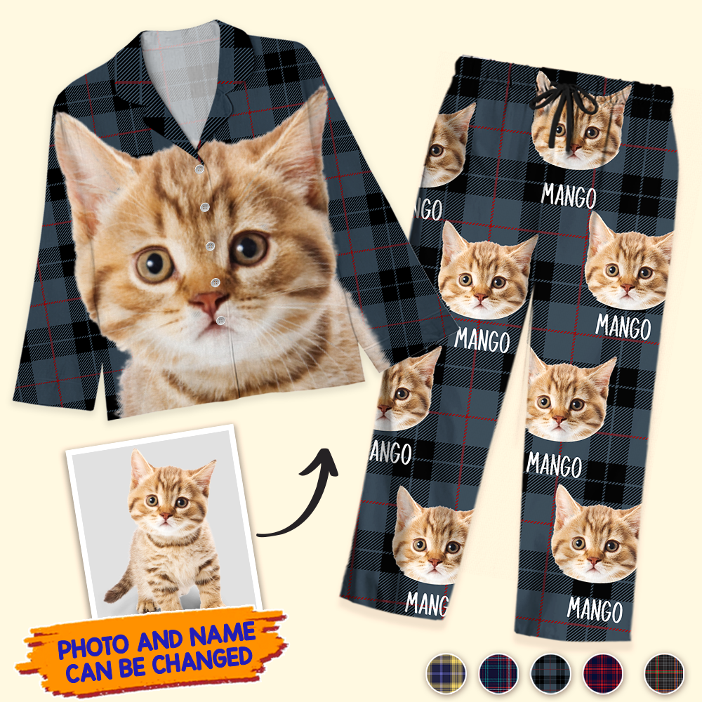 Personalized Custom Face Dog Cat Winter Pattern Pajamas Set, Funny Gift For Pet Lovers YHN-THUY