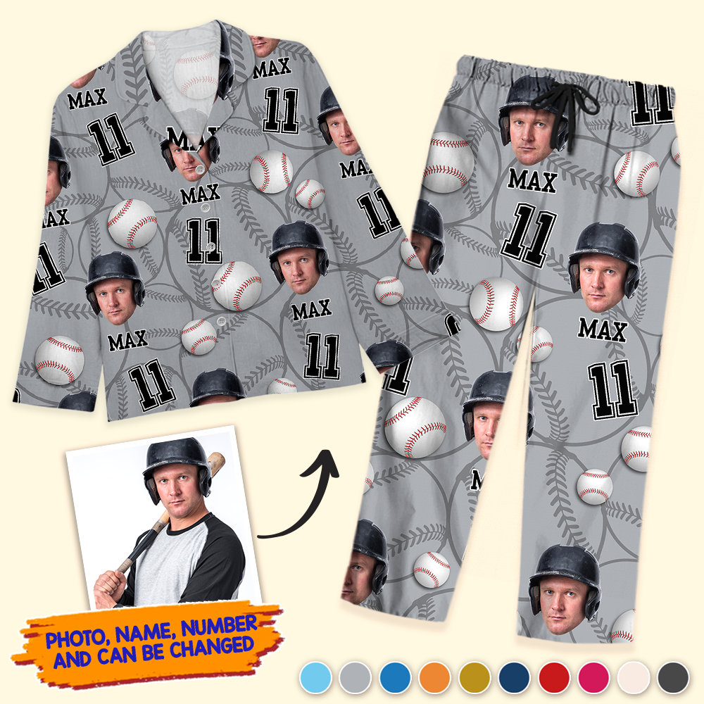 Personalized Upload Photo Custom Face Baseball Sport Pajamas, Gift For Baseball Lover CHI-YEN