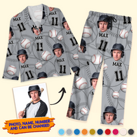 Thumbnail for Personalized Upload Photo Custom Face Baseball Sport Pajamas, Gift For Baseball Lover CHI-YEN