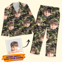 Thumbnail for Personalized Custom Face Husband Wife Camo Hunting Pattern Pajamas Set, Funny Gift For Hunting Lover CHI-YEN