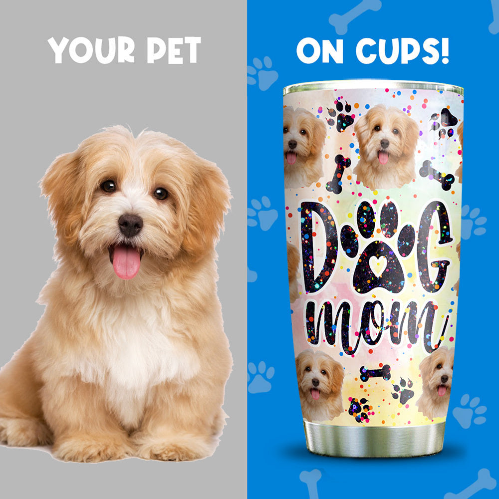 Glitter Dog Mom With Photos Tumbler, Dog Lover Gift YHN-YEN