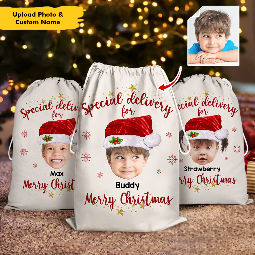 Personalized  Special Delivery Face Photo Family Christmas Bag, Christmas Gift Dung-Yen