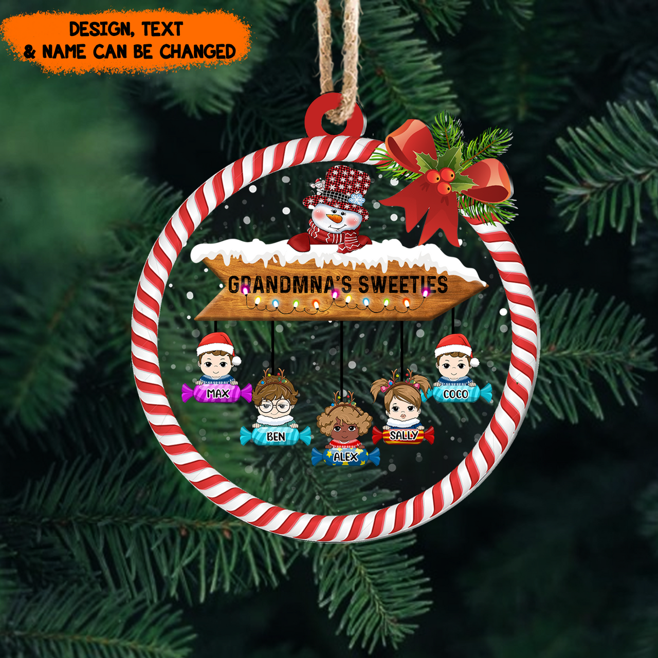 Grandma Grandkids Sweaties Printed Acrylic Ornament, Customized Holiday Gift For Grandma Nana Mommy Aunt Dung-Diep