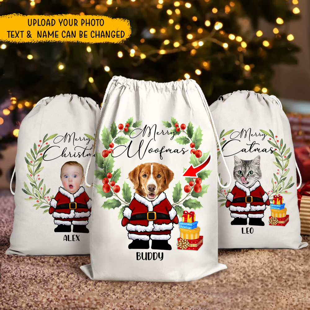 Personalised Face Photo Merry Christmas Santa Family Christmas Bag DUNG-DIEP