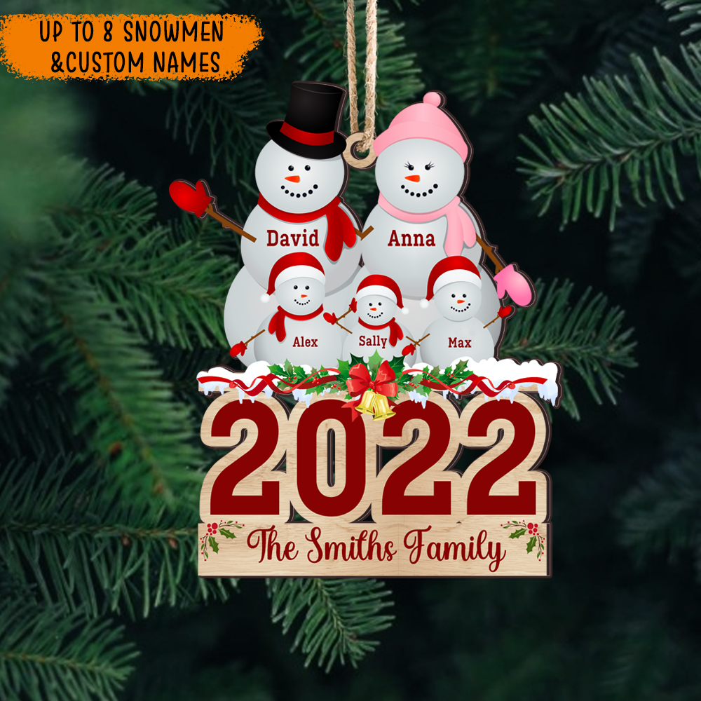 Personalized 2022 Snowman Family Gift Printed Acrylic Ornament, Customized Holiday Ornament DUNG-DIEP