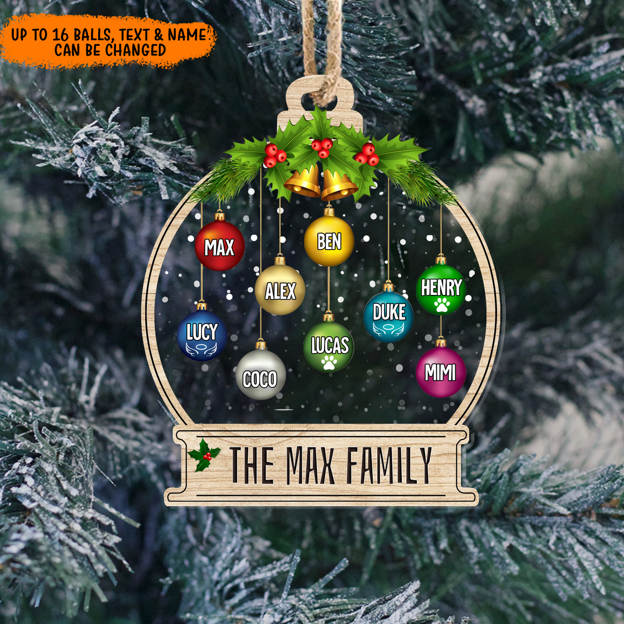 Personalized Family Custom Angel Pet Christmas Balls Printed Acrylic Ornament, Holiday Gift For Family Dung-Diep