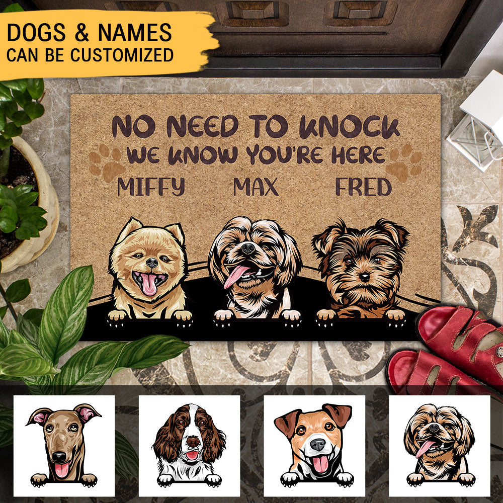 No Need to Knock We Know You're Here Funny, Personalized Dog Doormat - Jonxifon