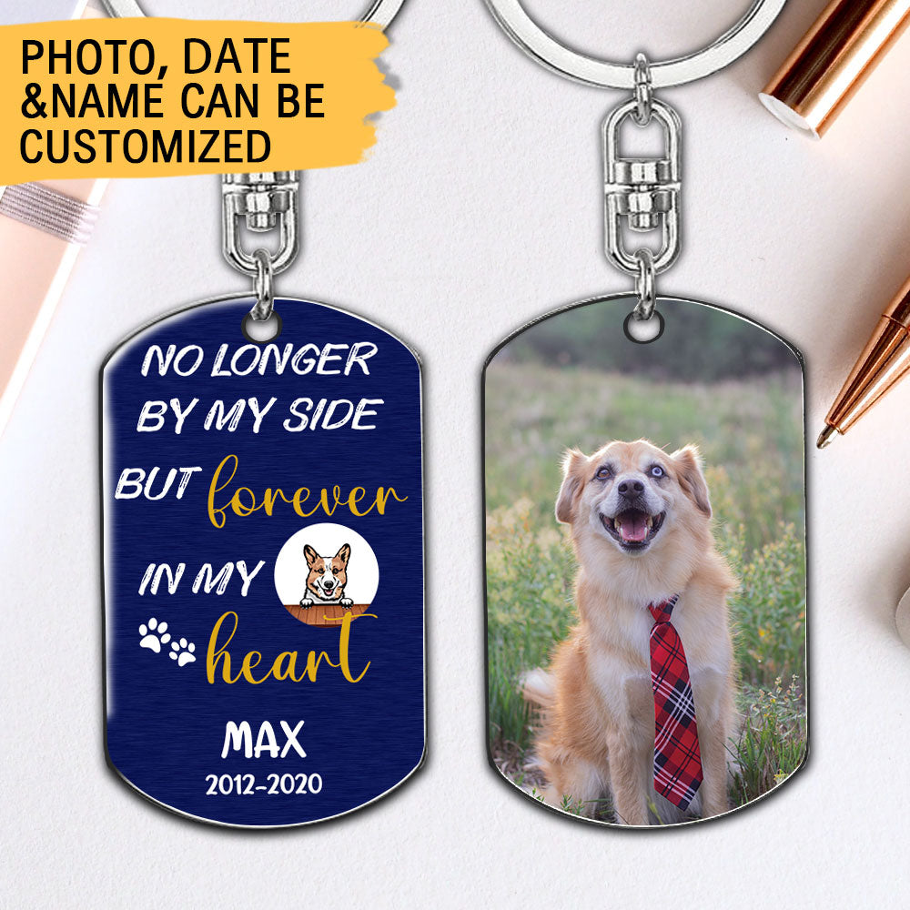 No Longer By My Side But Forever In My Heart - Dogs Keychain Memorial Gift - Jonxifon