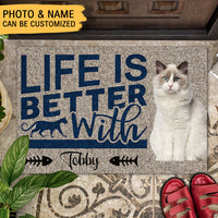 Thumbnail for Life Is Better With Cats Upload Photo Doormat, Gifts For Cat Lovers - Jonxifon