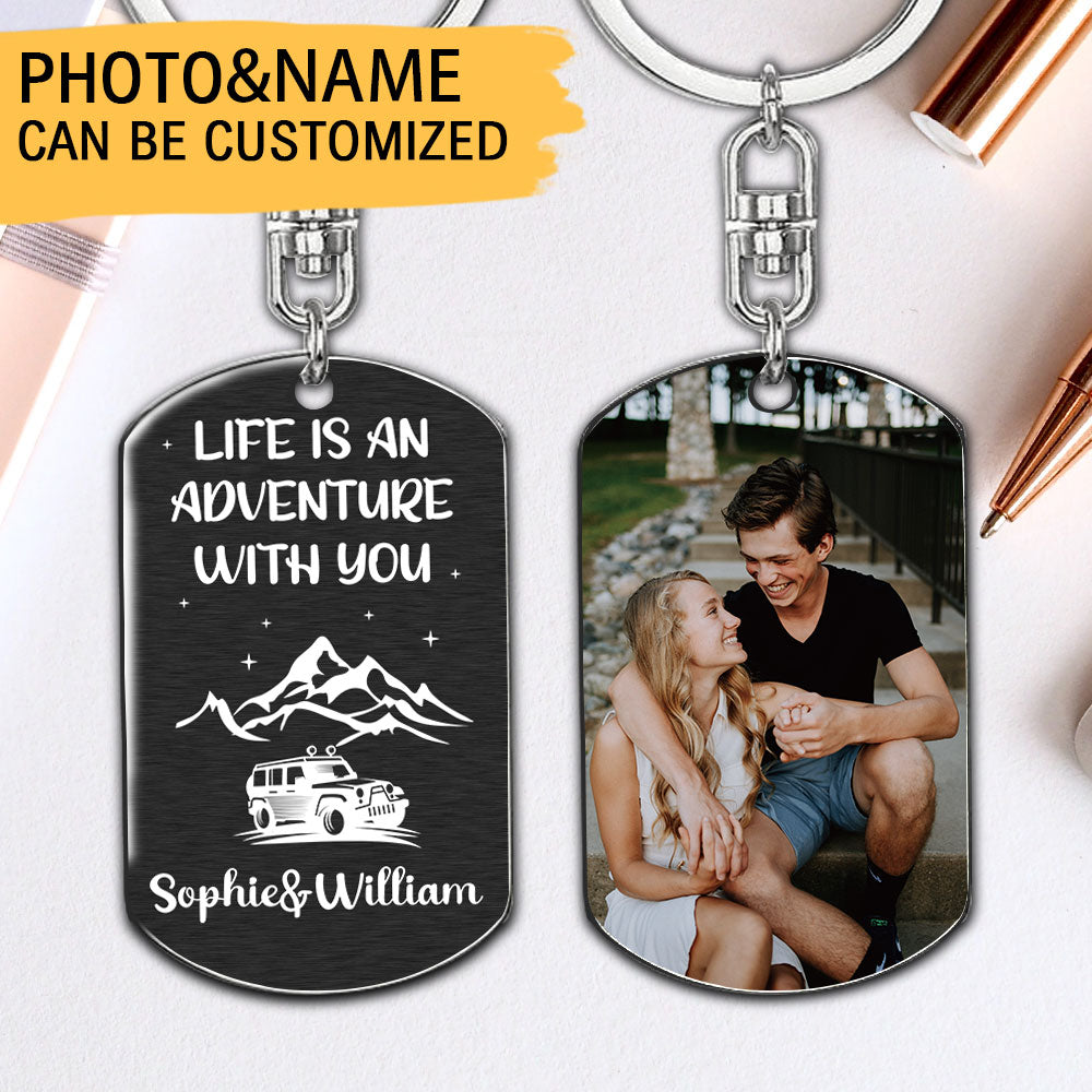 Life Is An Adventure With You Upload Photo- Personalized Couple Keychain - Jonxifon