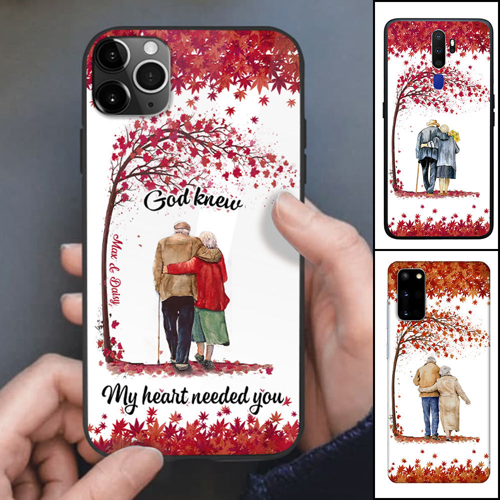 God Knew My Heart Needed You Personalized Old Couple Glass Phone Case Dung-Yen