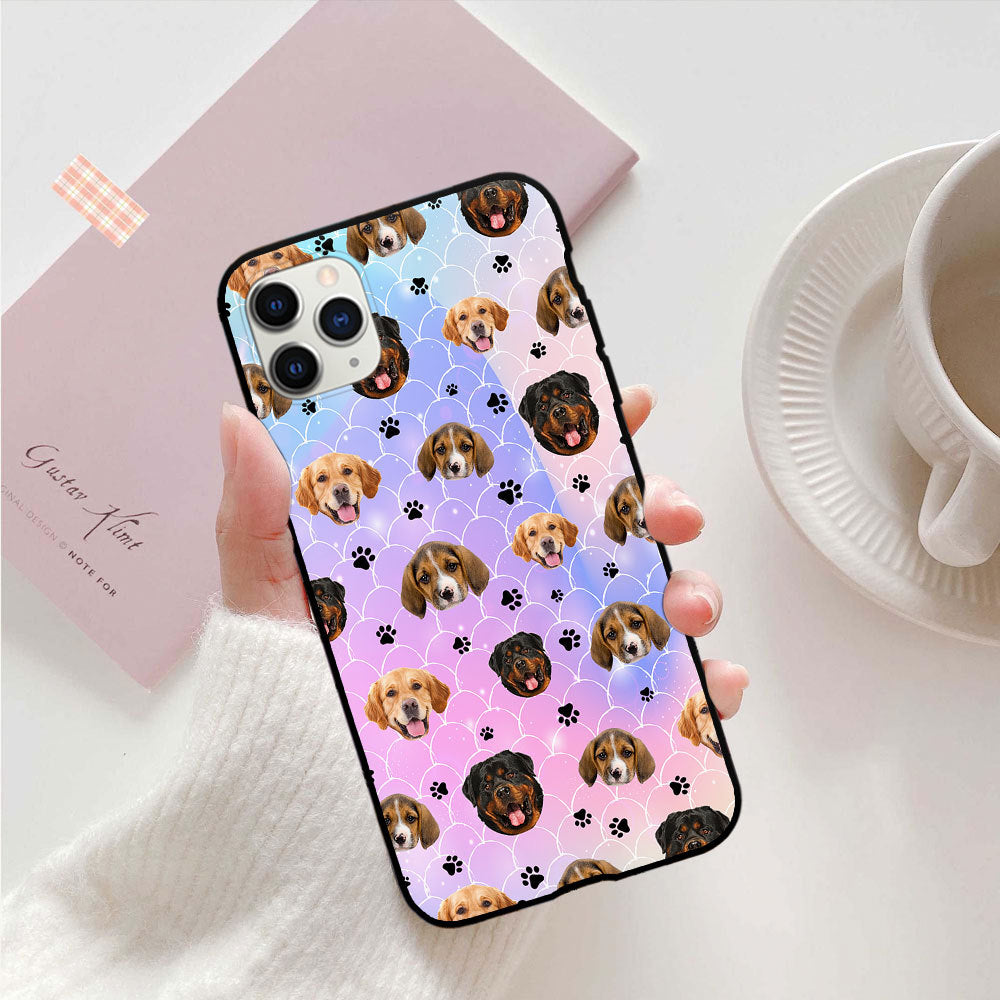 Custom Pet Photo Mermaid Pattern Silicone Phone Case, Gift For Dog Cat Lovers