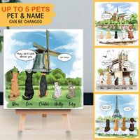 Thumbnail for Personalized Pet Memorial Square Stone Album-Dog Cat Loss Gifts-Pet Bereavement Gift-DOG & CAT-Windmills - Jonxifon