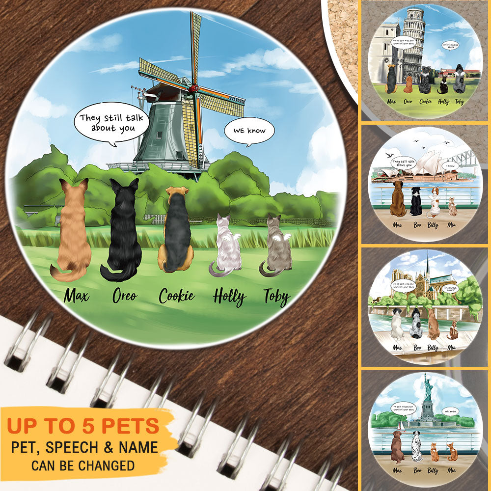 Personalized Pet Memorial Circle Stone Coasters-Dog Cat Loss Gifts-Pet Bereavement Gift-DOG & CAT-Windmills - Jonxifon