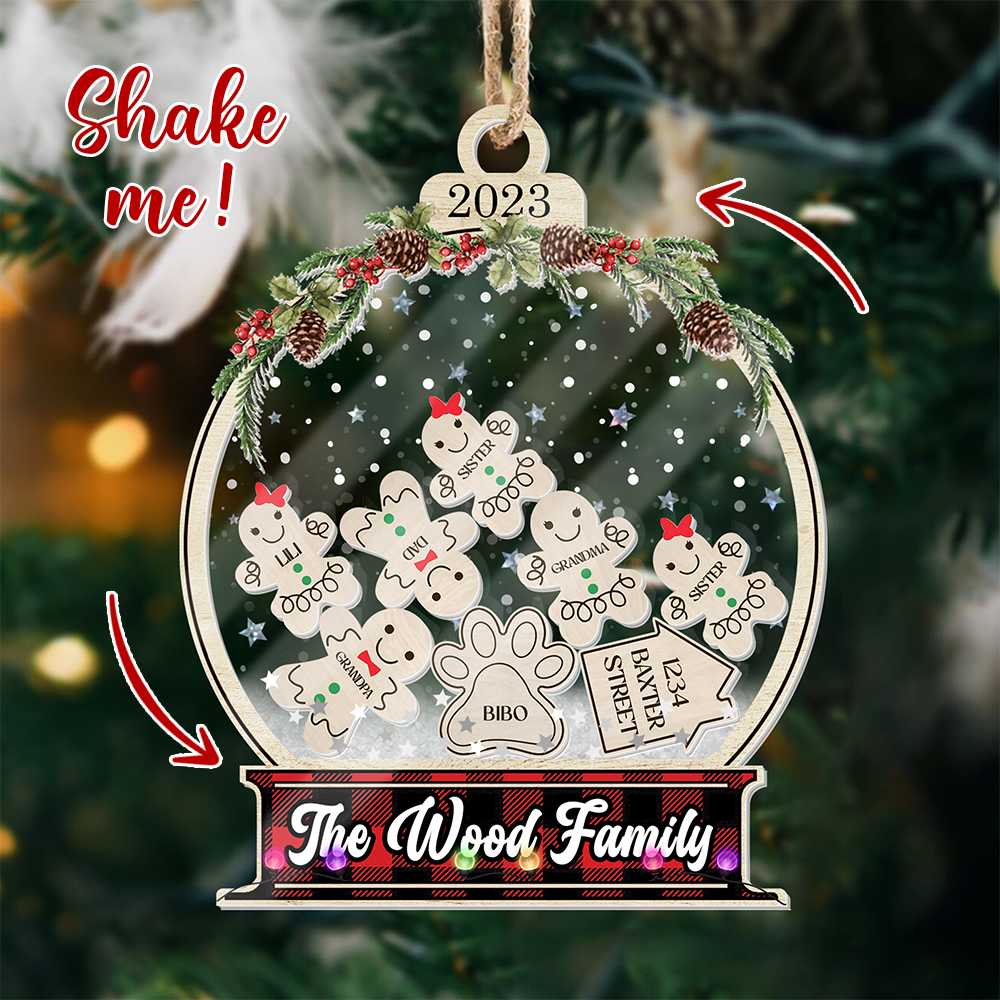 Personalized Shaker Ornament - Christmas Gift For Family - Ginger Bread Family Members