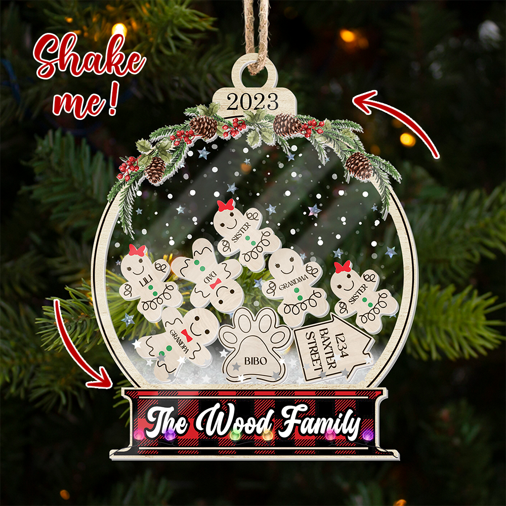 Personalized Shaker Ornament - Christmas Gift For Family - Ginger Bread Family Members