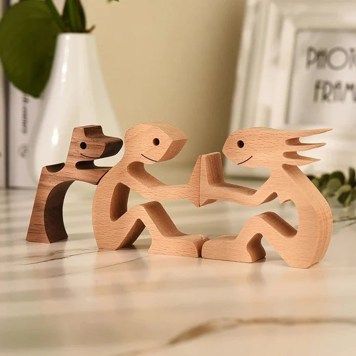 The Love Between You And Your Fur-Friend - Gift For Pet Lovers - Wooden Pet Carvings, Wood Sculpture Table Ornaments, Carved Wood Decor JonxiFon