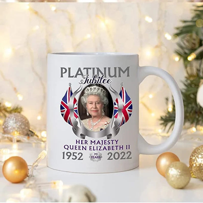 Queen Elizabeth II Platinum Jubilee Coffee Mug Commemorating 70 Years