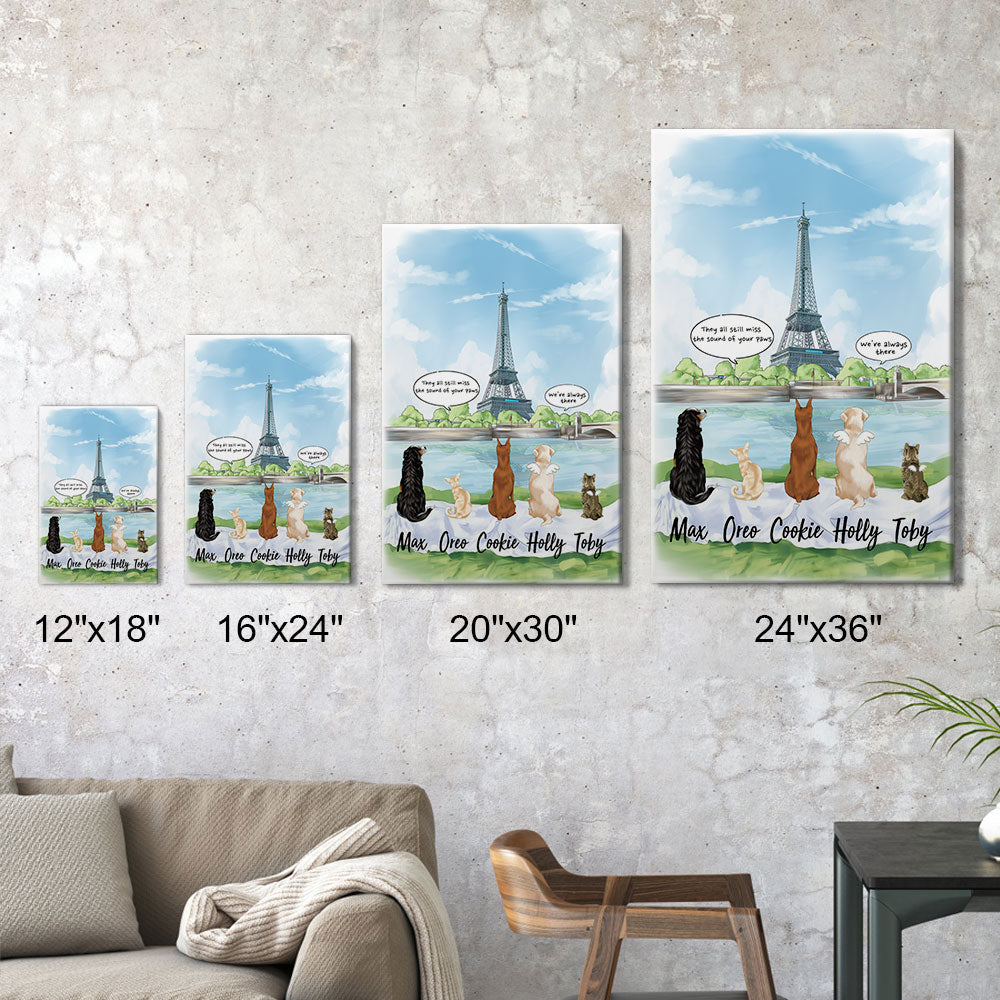 Canvas Eiffel Tower Print - Fluffy Dog & Cat Memorial Gifts - Jonxifon