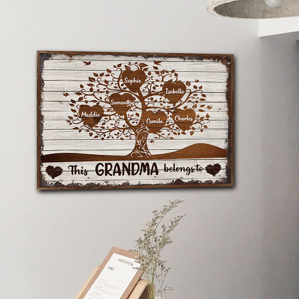 This Grandma Belongs To Personalized Canvas Wall Art - Jonxifon