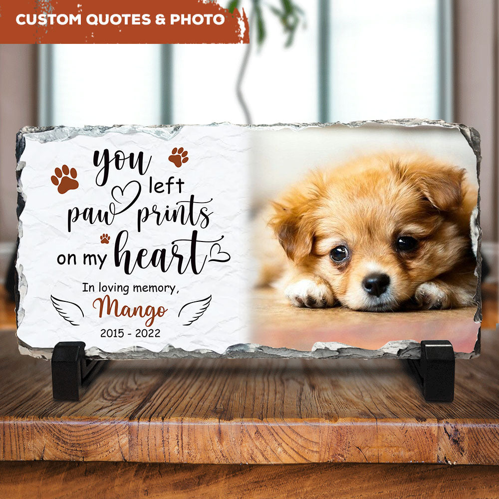 Custom Quotes Pet Memorial Slate Photo With Stand, Pet Loss Gift - Jonxifon