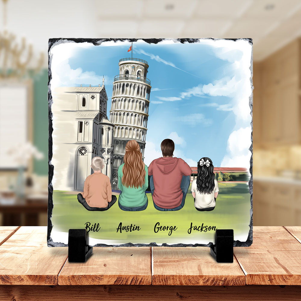 Personalized Family Slate Photo - Statue of liberty & Eiffel Tower - Jonxifon