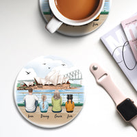 Thumbnail for Family Circle Stone Coasters Gifts For The Whole Family -Statue of liberty & Eiffel Tower - Jonxifon