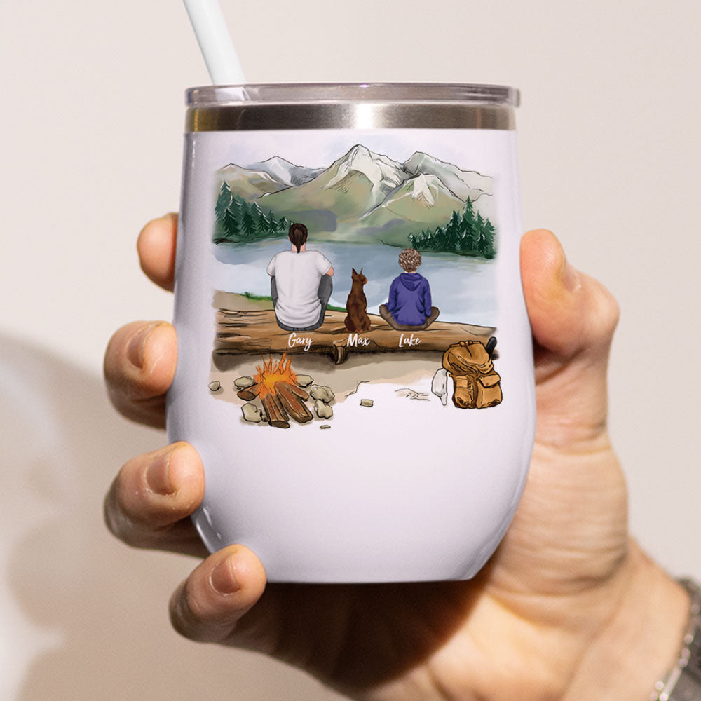 Hiking With Family 12oz Tumbler - Family Gift, Gift For Campers - Jonxifon