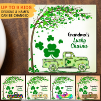 Thumbnail for Personalized Family Square Stone Coasters Gifts - My Lucky Charms - Jonxifon