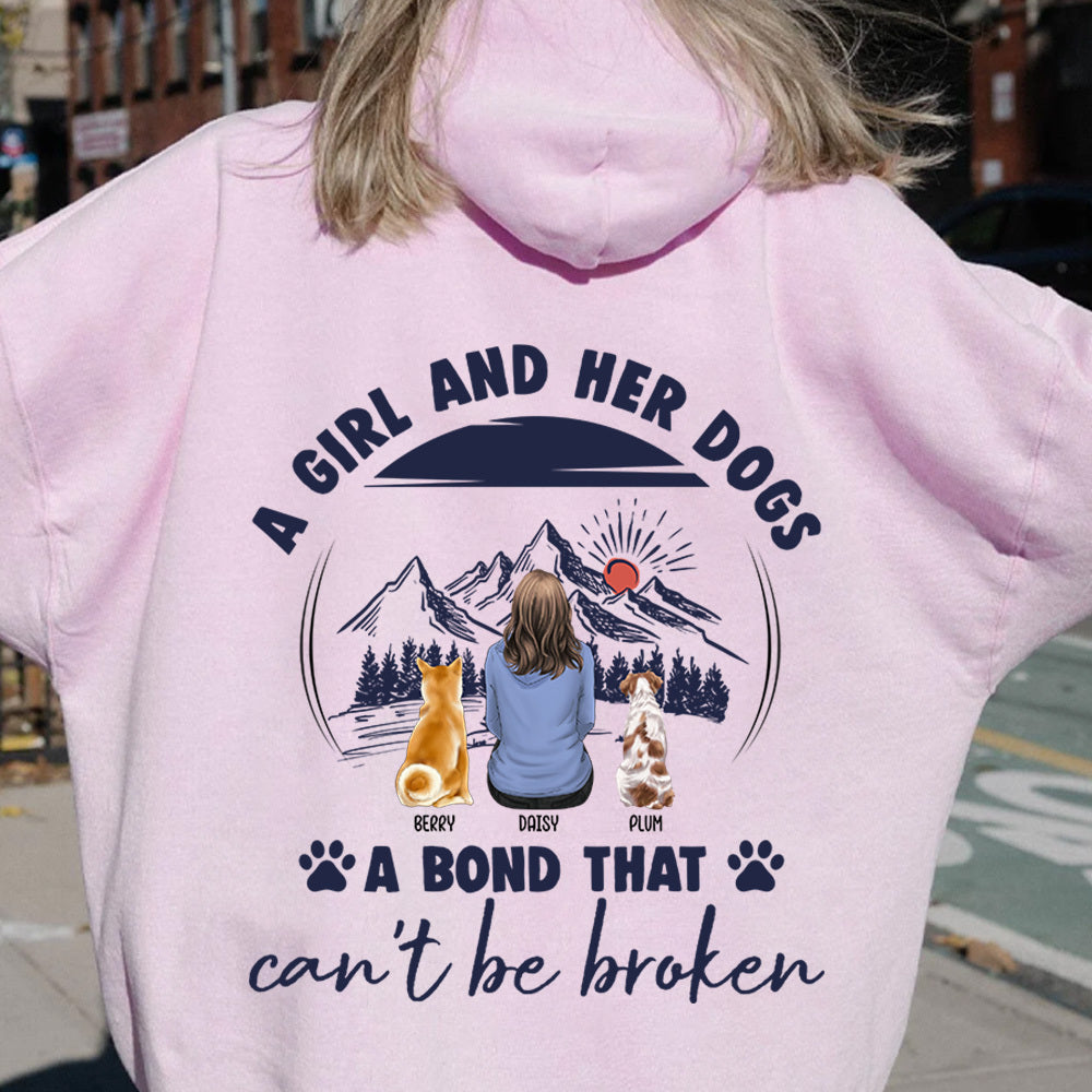 A Girl And Her Dog Sketch Mountain Backside Shirt, Dog Lover Gift CustomCat