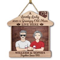 Thumbnail for Personalized New Home New Beginning Couple House Shaped Wood Sign, Gift For Family