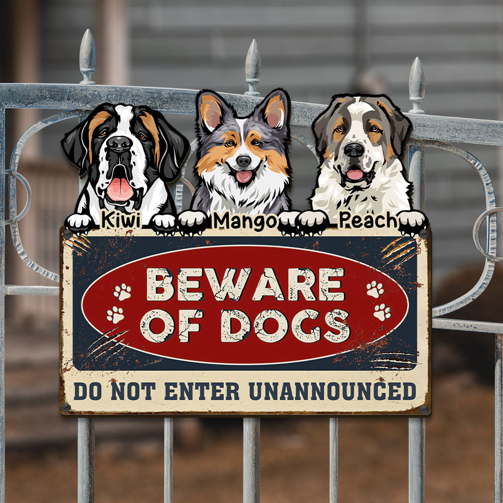 Personalized Metal Sign - Gift For Dog Lovers - Beware Of Dog Sign