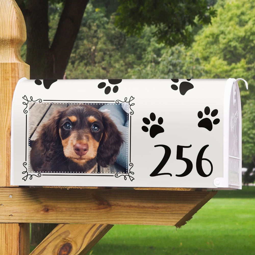 Paw Prints With Photo House Number Mailbox Cover, Pet Lover Gift YHN-THUY