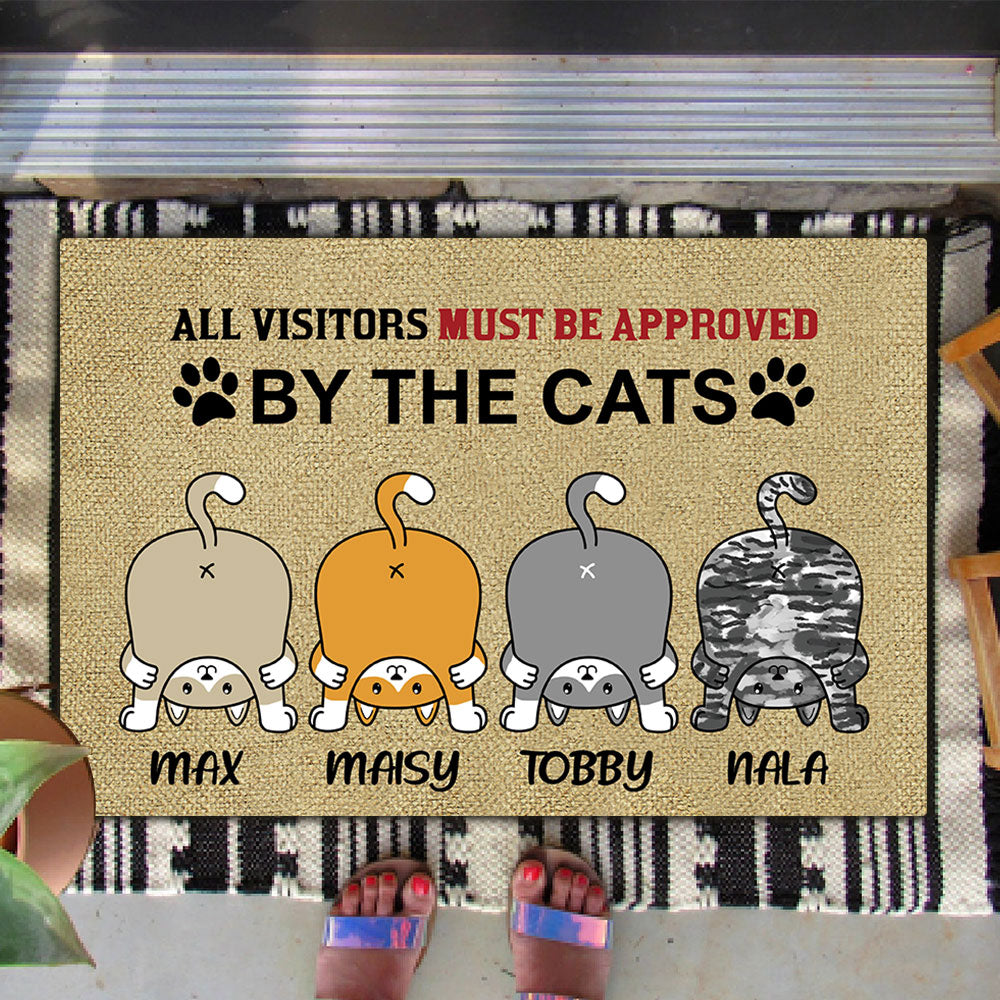 All Visitors Must Be Approved By Cats - Funny Doormat For Cat Lovers - Jonxifon