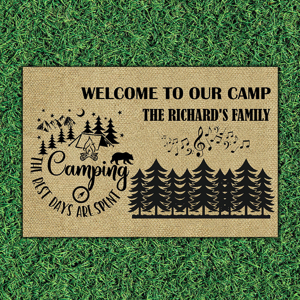 Welcome To Our Camp, The Best Day Are Spent – Camping Welcome Doormat - Jonxifon