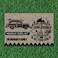 Thumbnail for Weekend Forecast, What Happens At The Campground - Camping Doormat - Jonxifon