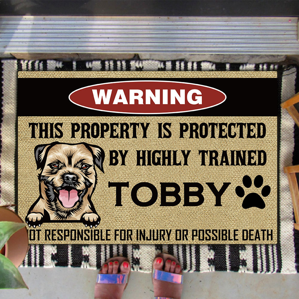 This Property Is Protected By Highly Trained Dog - Funny Dog Doormat - Jonxifon