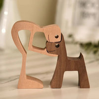 Thumbnail for The Love Between You And Your Fur-Friend - Gift For Pet Lovers - Wooden Pet Carvings, Wood Sculpture Table Ornaments, Carved Wood Decor JonxiFon