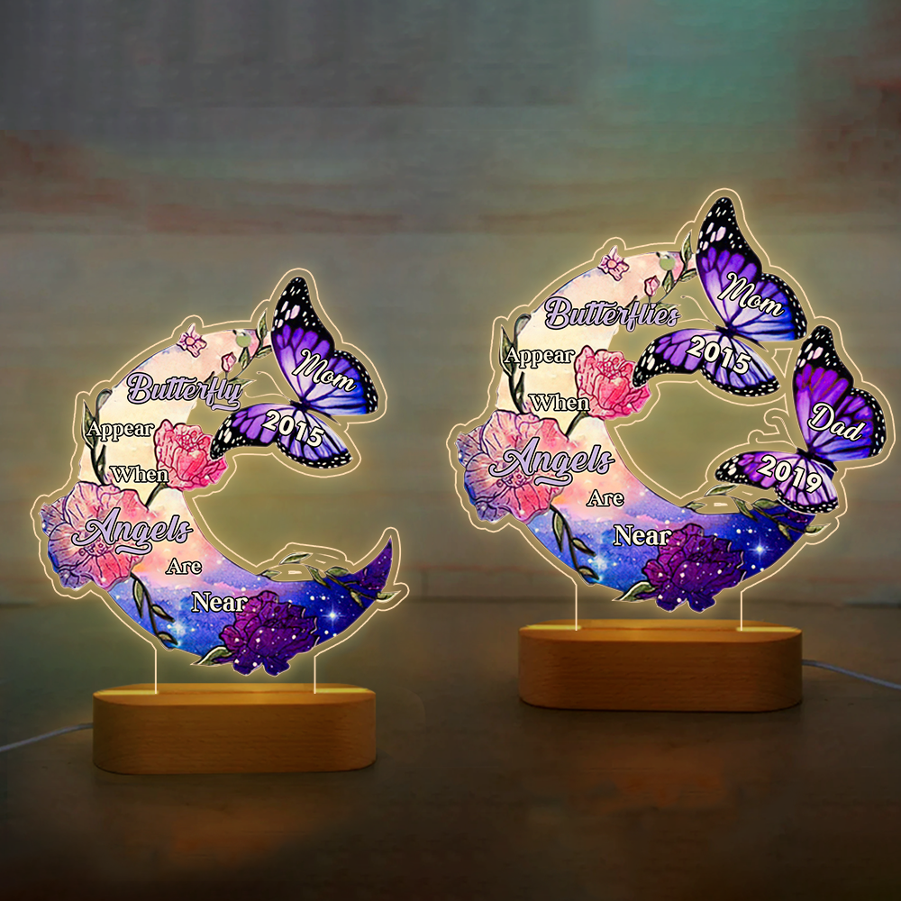 Personalized Butterflies Appear When Angels Are Near Mom Dad Memorial Lamp, Symathy Gift CHI-YEN