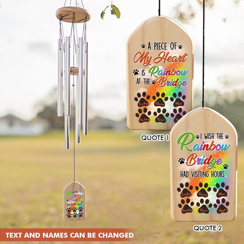 Personalized My Heart At The Rainbow Memorial Wind Chime, Sympathy Gift CHI-YEN