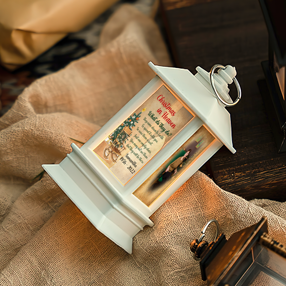 Custom Christmas In Heaven Photo Memorial Lantern, Sympathy Gift YHN-YEN