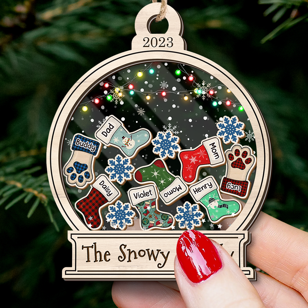 Personalized Shaker Ornament - Christmas Gift For Family - Gingerbread Family Stockings